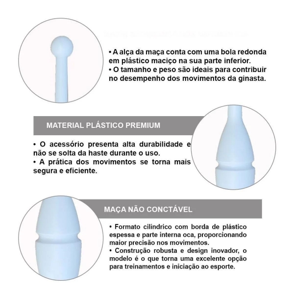 Par de Maça Ginástica Rítmica Oficial Adulto 45 cm - Branco