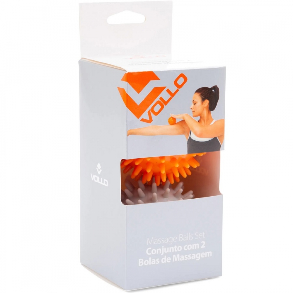 Conjunto com 2 Bolas de Massagem Vollo - Laranja/Cinza