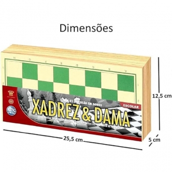 Jogo de Xadrez e Dama Escolar - Pais & Filhos
