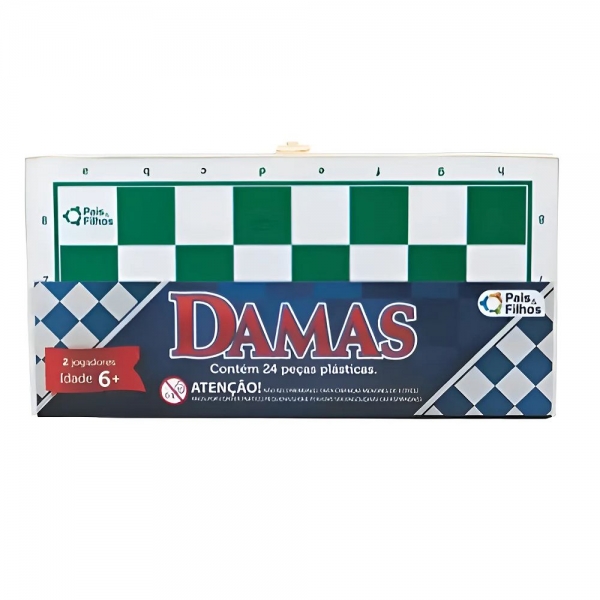 Jogo Dama com Estojo - Pais & Filhos - Verde/Branco