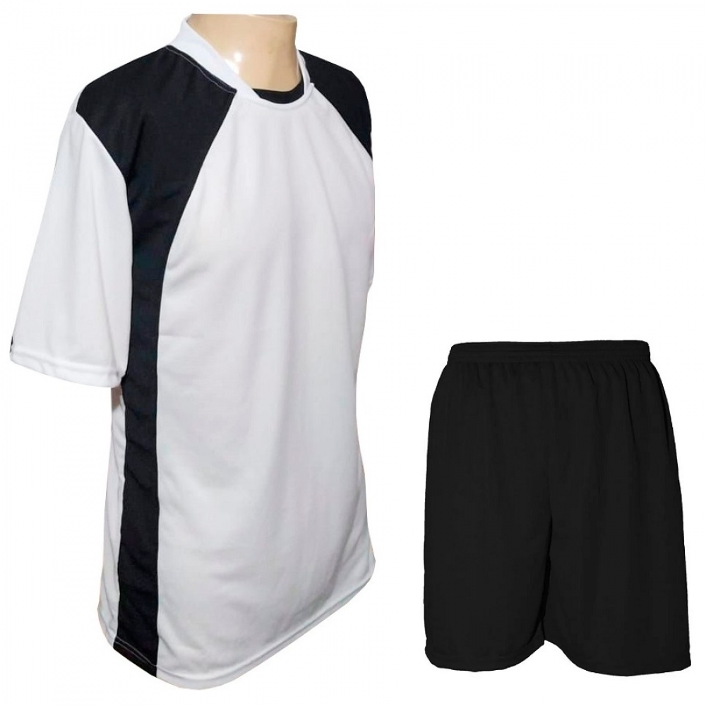 Uniforme TRB 20+1 Camisa Branco/Preto, Calção Preto e Goleiro - Branco/Preto