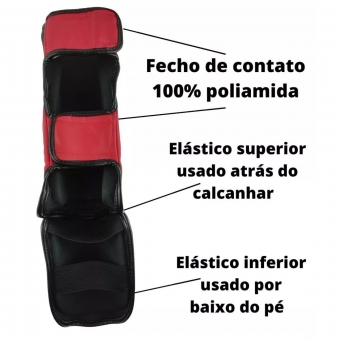 Par de Caneleira Profissional Muay Thai e Kickboxing Power X Vermelha