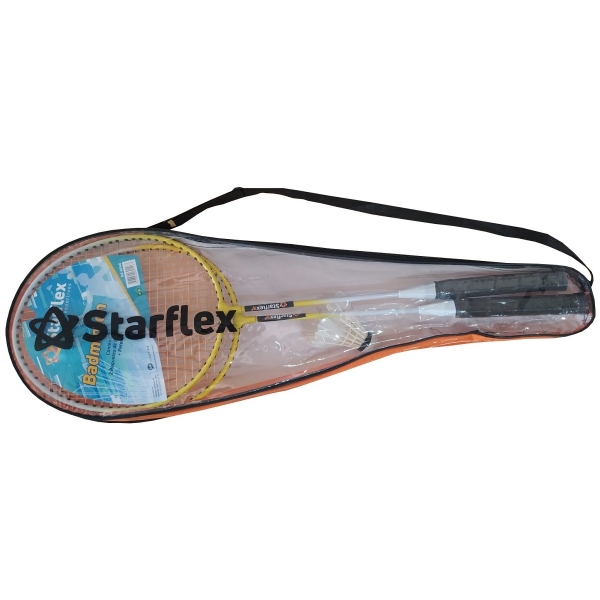 Kit Badminton Com 2 Raquetes, 1 Peteca1 Bolsa de Armazenamento - Starflex - Amarelo