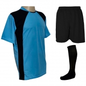 Jogo de Uniforme Completo TRB 20+2 Celeste/Preto - Azul Claro/Preto