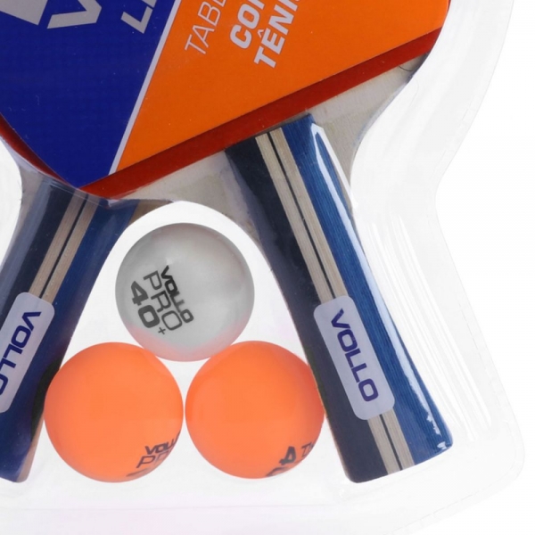 Kit Tênis de Mesa Leisure VT710 com 02 Raquetes e 03 Bolinhas - Vollo - Vermelho/Preto