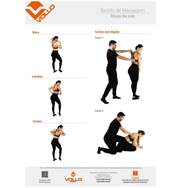 Bastão de Massagem Preto Vollo - Cinza/Preto