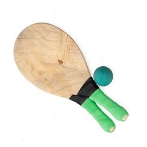 Kit Frescobol com 2 Raquetes e 1 Bola - LCM - Verde