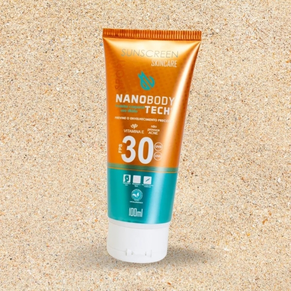 Creme Sunscreen 30 FPS NanobodyTech 100 ml - Laranja/Azul