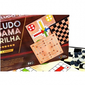 3 Jogos Ludo Dama e Trilha - Pais & Filhos