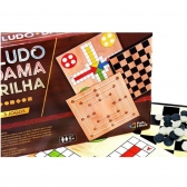 3 Jogos Ludo Dama e Trilha - Pais & Filhos - Marrom