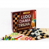 3 Jogos Ludo Dama e Trilha - Pais & Filhos - Marrom