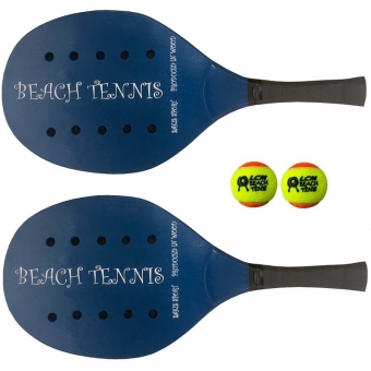 Kit 2 Raquetes e 2 bolas de Beach Tênis Sakis Sport Azul