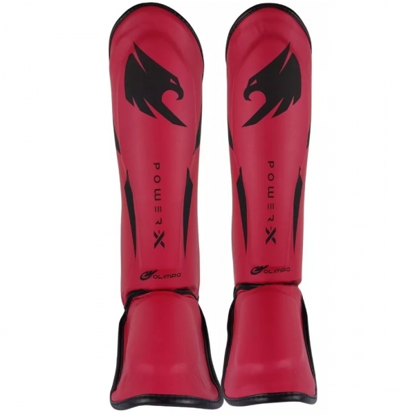 Par de Caneleira Profissional Muay Thai e Kickboxing Power X Vermelha