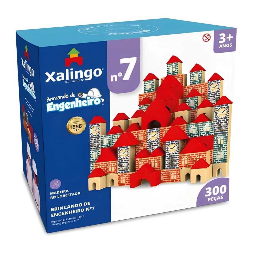 Brincando de Engenheiro N° 7 Xalingo - Blocos de Montar 300 peças - Vermelho