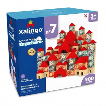 Brincando de Engenheiro N° 7 Xalingo - Blocos de Montar 300 peças