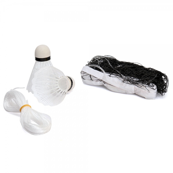 Kit Badminton Hyper Lazer Completo com 04 Raquetes 02 Petecas Rede e Postes - Cinza