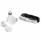 Kit Badminton Hyper Lazer Completo com 04 Raquetes 02 Petecas Rede e Postes - Cinza