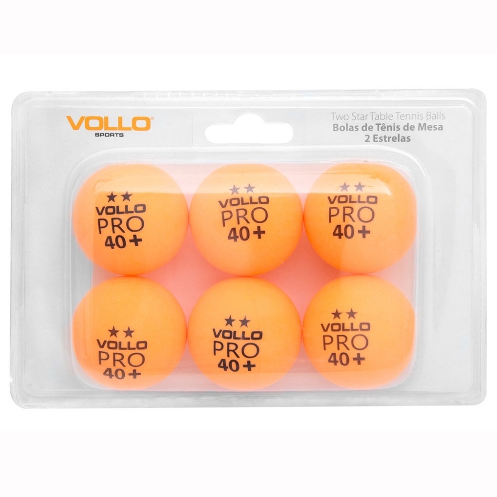 Bola de Tênis de Mesa Vollo com 6 Unidades Laranja - Laranja/Preto