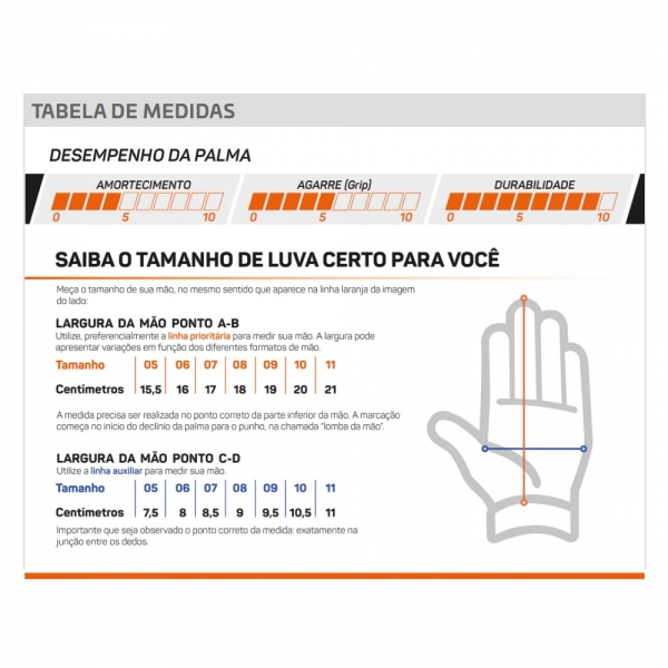 Luva Poker Training Futebol de Campo/Society Hold Tamanho 9 - azul/laranja