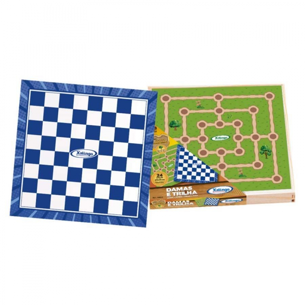 Jogo Damas e Trilha Xalingo em Madeira Reflorestada - Verde