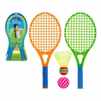 Jogo de Peteca Infantil Kit com 2 Raquetes 1 Bola 1 Peteca - Art Brink