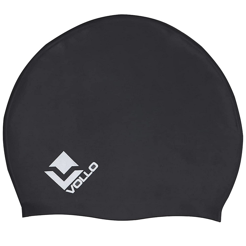 Touca Natação Silicone Vollo Sports Preta - Preto/Branco