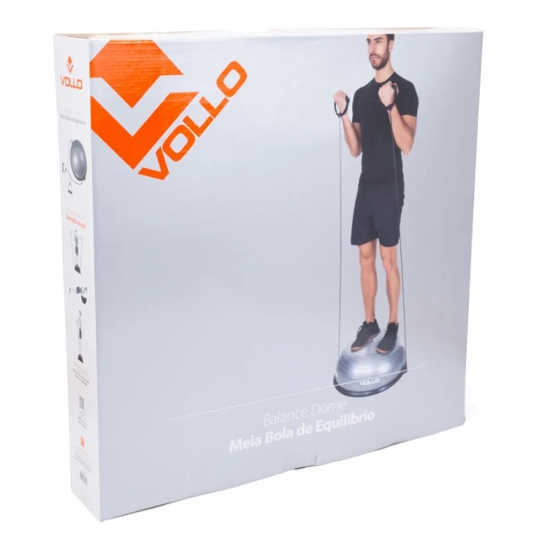 Meia Bola Balance Dome Com Bomba Vollo - Cinza/Preto