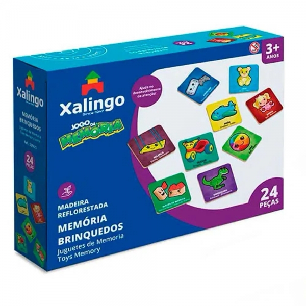 Jogo da Memória Infantil - Brinquedos - 24 Peças - Xalingo - Azul