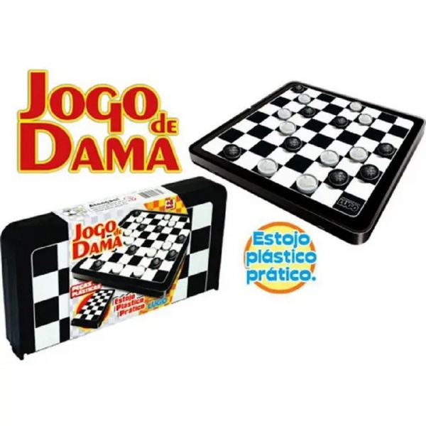 Jogo De Tabuleiro Dama - Lugo Brinquedos - Preto