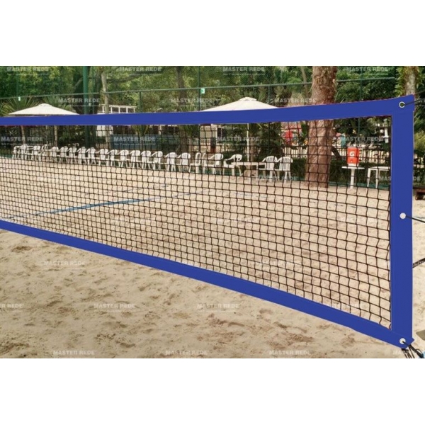 Rede Beach Tennis Oficial 4 Faixas Azul - Master Rede - Azul/Preto