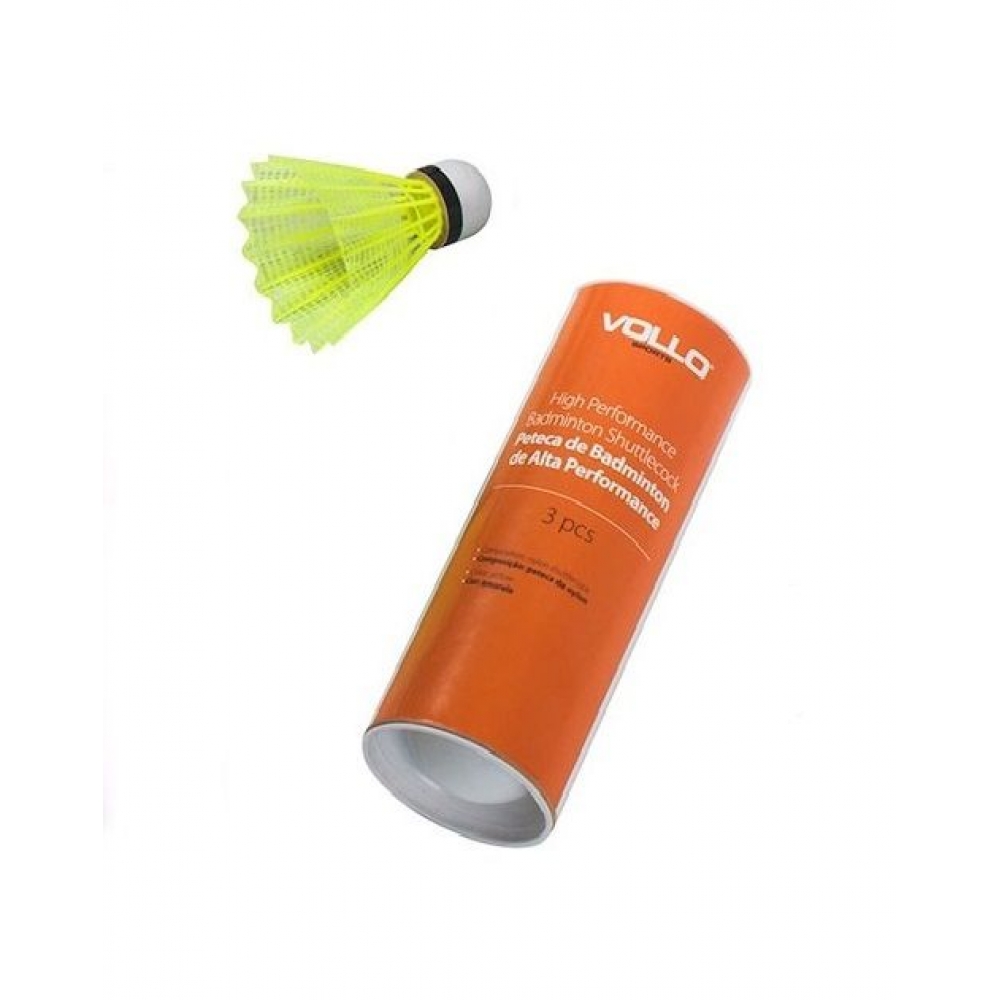Peteca de Badminton VB600 3 pcs - Vollo - Amarelo