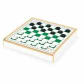 Jogo Damas e Trilha Junges Tabuleiro Estojo Madeira - Verde/Azul