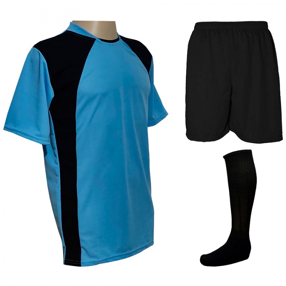 Jogo de Uniforme Completo TRB 20+1 Celeste/Preto - Azul Claro/Preto