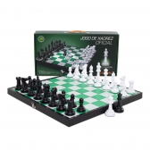 Jogo de Xadrez Profissional Tabuleiro Estojo Dobrável e Peças Oficiais - Verde/Branco