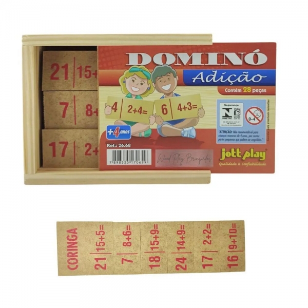 Dominó Adição Vermelha  Jott Play 28 Peças - Vermelho