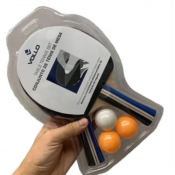 Kit Tênis de Mesa 2 Raquetes e 3 Bolas Leisure Vollo