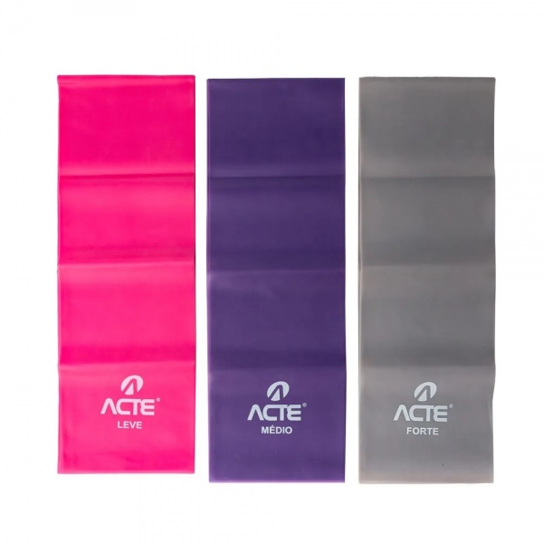 Kit Faixas Elásticas Band 3 Intensidades Leve Médio Forte T13-R - Acte Sports - Roxo