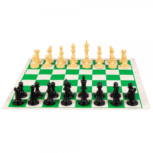 Jogo de Xadrez Escolar com Tabuleiro Modelo Oficial Ref. 004 - bege/verde
