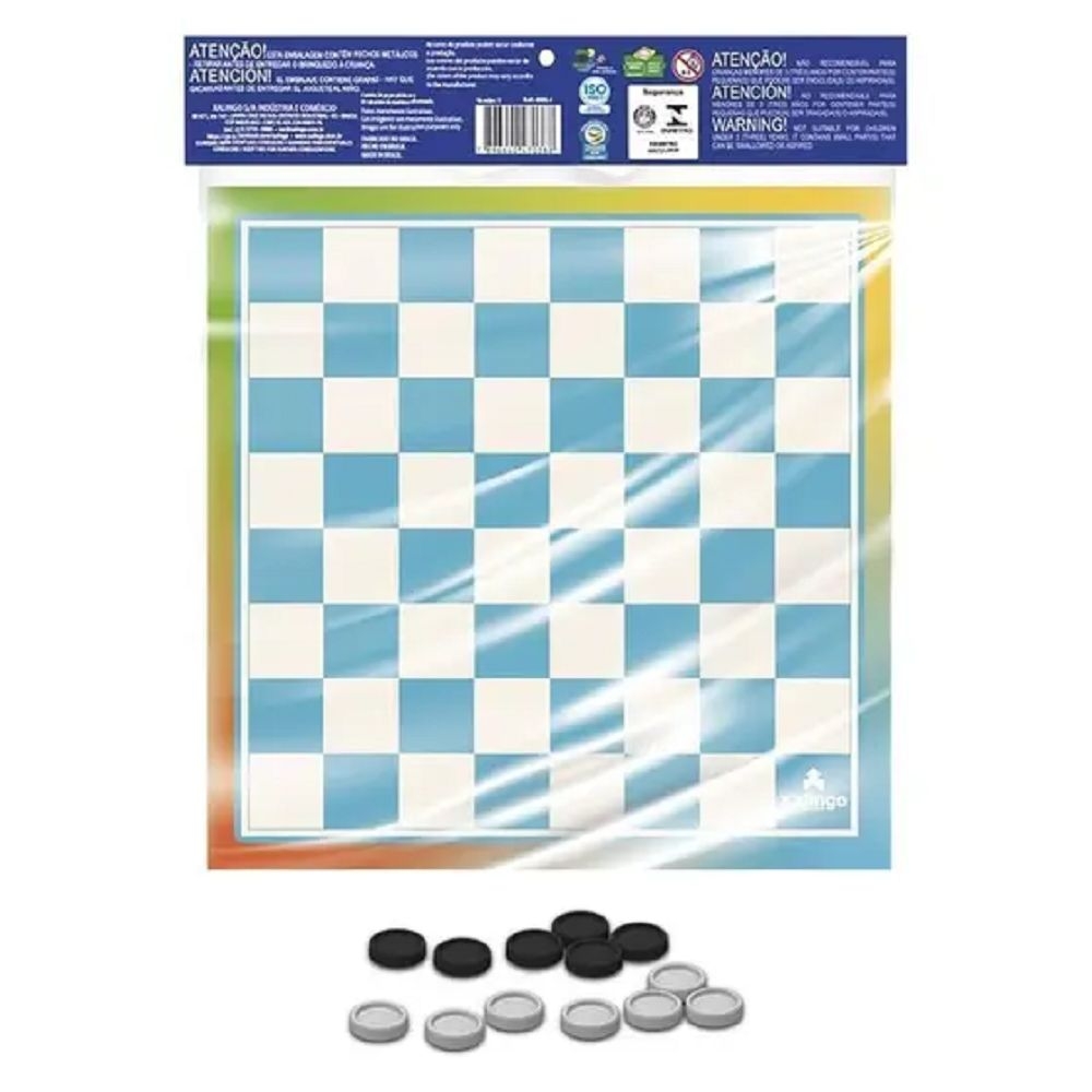 Jogo De Tabuleiro Damas E Trilha 24 Peças Xalingo - Azul