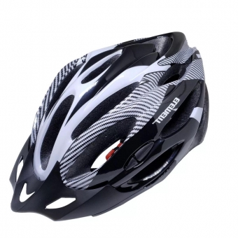 Capacete Ciclismo Mtb Com Led Sinalizador Preto/Branco - Element