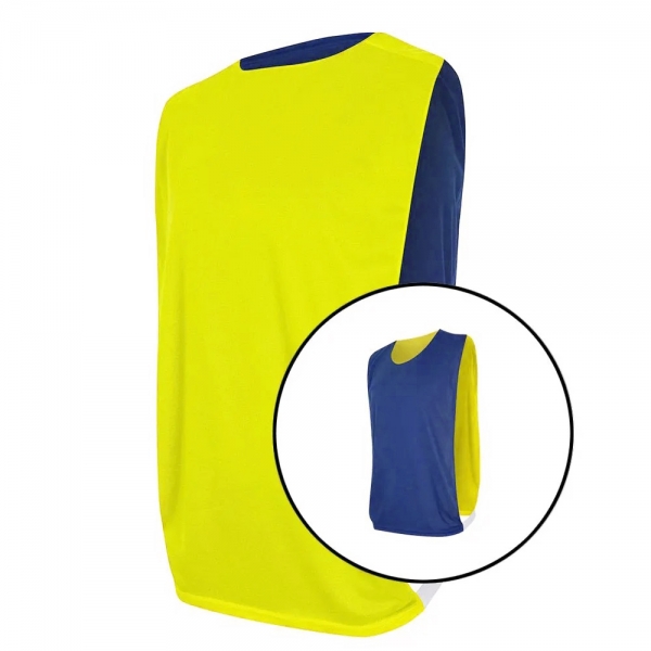 Colete Esportivo Dupla Face TRB Azul Marinho e Amarelo - Azul Escuro/Amarelo